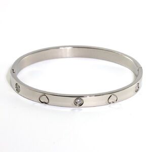 Silver Heart & Crystal Bangle Bracelet
Stainless Steel